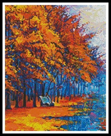 Autumn Landscape Painting (Crop) by Artecy printed cross stitch chart